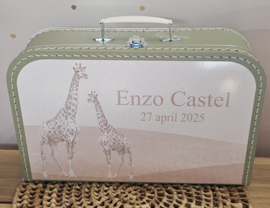 Koffertje met naam Giraffe Sepia