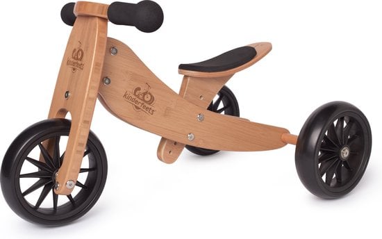 Kinderfeets 2-in-1 houten loopfiets & driewieler met naam - Bamboe