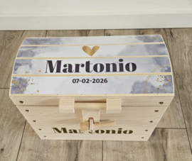 Houten speelgoedkist met naam Watercolor