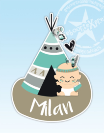 Raamsticker geboorte baby met tipi tent