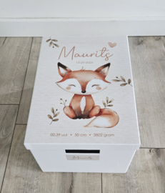 Bewaardoos met naam Schattig Vosje