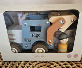 Gepersonaliseerde Little Dutch houten bulldozer /shovel met poppetjes