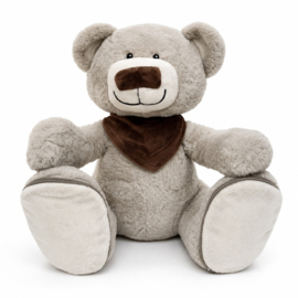 Knuffel beer Melle grijs met bandana (met naam)