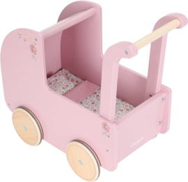 gepersonaliseerde Little Dutch houten poppenwagen roze