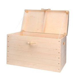 Houten opbergkist met geboortekaartje