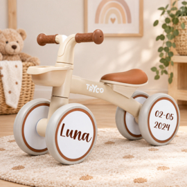 Tryco loopfiets Luna Beige met naam