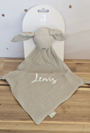 ''Jollein'' speendoekje Bunny Ears - olive (met naam)