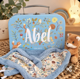 Little Dutch koffertje Forest Friends met print knuffeldoekje (met naam)
