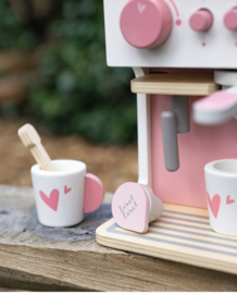 ''Label Label'' houten espresso machine roze (met naam)