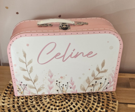Koffertje met naam Leaves Pink