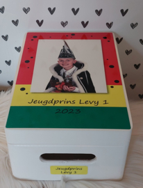 Bewaar-, herinneringsdoos Carnaval HOUT WIT KLEIN