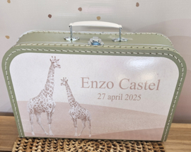 Koffertje met naam Giraffe Sepia