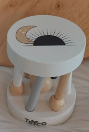Grote houten vrachtwagen gevuld kraamcadeau BEIGE (met naam en gegevens)
