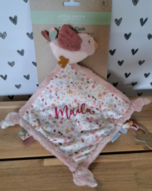 Little Dutch  knuffeldoekje ''Flowers & Butterflies'' met NAAM