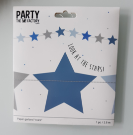 Paper garland ''stars'' blauw 2,5 meter