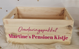 Houten Pensioen kistje met naam