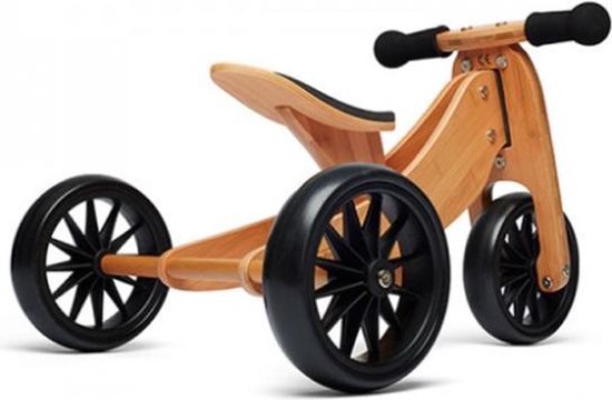 Kinderfeets 2-in-1 houten loopfiets & driewieler met naam - Bamboe