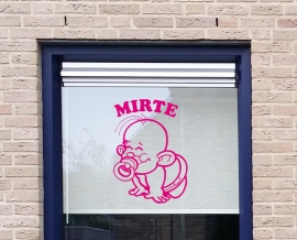 Raamsticker geboorte meisje - baby met speen