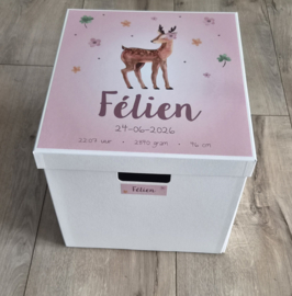 Bewaardoos met naam hertje pink