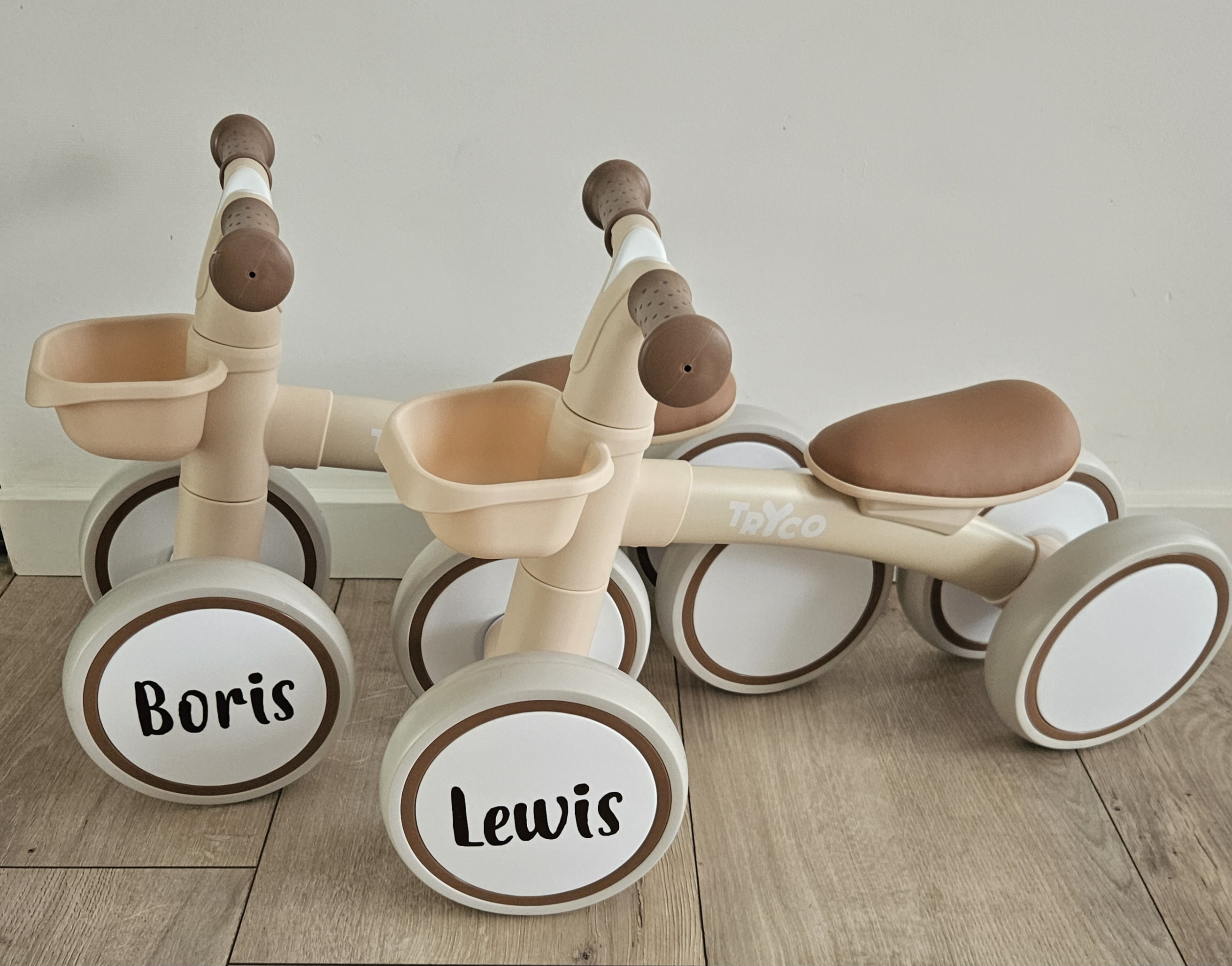 Tryco loopfiets Luna Beige met naam