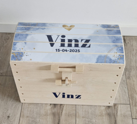 Houten speelgoedkist met naam Watercolor