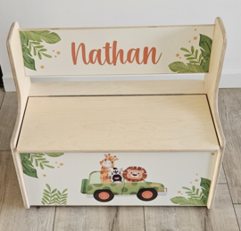 Houten zitbankje met rugleuning  Safari