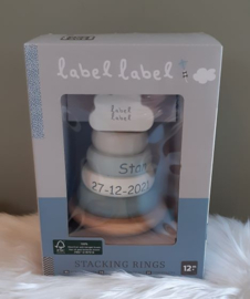 ''Label Label'' stapelringen blauw (met naam)