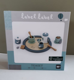 ''Label Label'' theeservies mint-blauw  (met naam)