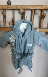 Badjas met naam  'grijs-blauw' diverse maten