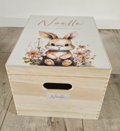 Houten herinneringskist met naam Konijntje