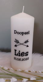 Doop- of geboortekaars met naam 'pijlen'- doopsel