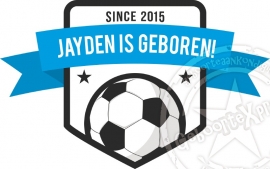 Geboorte Raamsticker voetbal - blauw/zwart