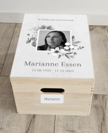 Houten Herinneringskist ter nagedachtenis Lelie Grijs