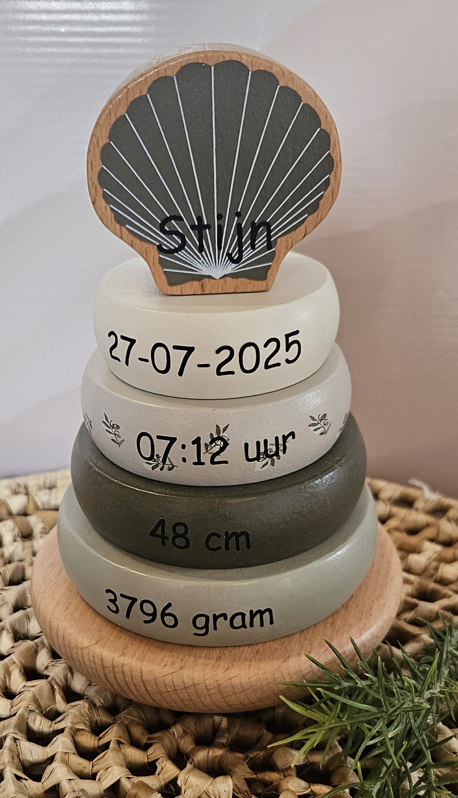 ''Label Label'' stapelringen Olijf (met naam)