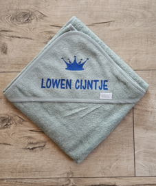 Badcape/ omslagdoek met naam 'stone green' diverse afbeeldingen