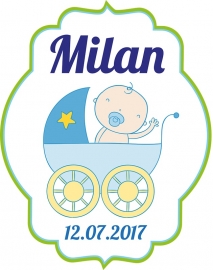 Raamsticker geboorte - Baby in wandelwagen