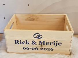 Houten herinnerings opbergkist voor huwelijk