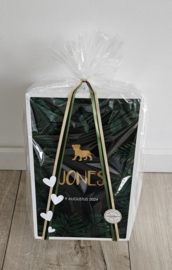 Houten herinneringskist met naam  Junglelook