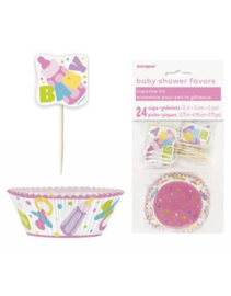 Baby shower cupcake set roze