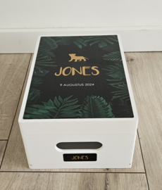 Houten herinneringskist met naam  Junglelook