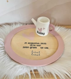 Label Label theeservies Roze met naam