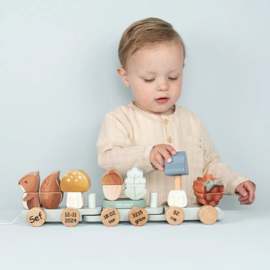 Little Dutch Forest Friends  blokkentrein EEKHOORN met geboortegegevens