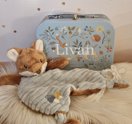 Little Dutch koffertje Forest Friends met rib knuffeldoekje (met naam)