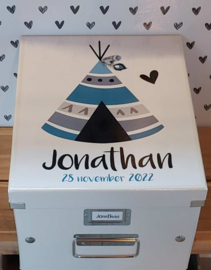 Geburt-Box mit Tipi-Zelt und Namen für 1é Erinnerungen-Jungen