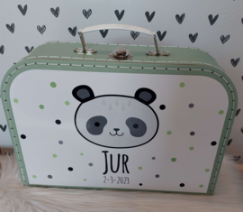 Koffertje met naam *Panda jongen* diverse kleuren