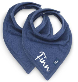 ''Jollein'' slab bandana Basic Jeans Blue - 2 stuks (met naam)