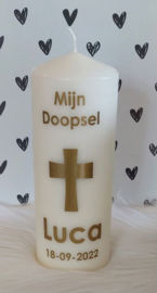 Doop- of geboortekaars met naam Kruis