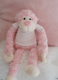 Knuffel slingeraapje 45 cm roze (met naam)