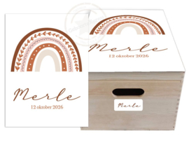 Houten herinneringskist Regenboog naturel