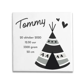 Geboortetegeltje met tipi tent